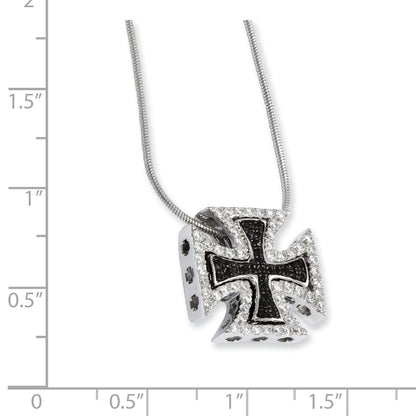 Sterling Silver & Cz Crosses Necklace