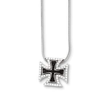 Sterling Silver & Cz Crosses Necklace