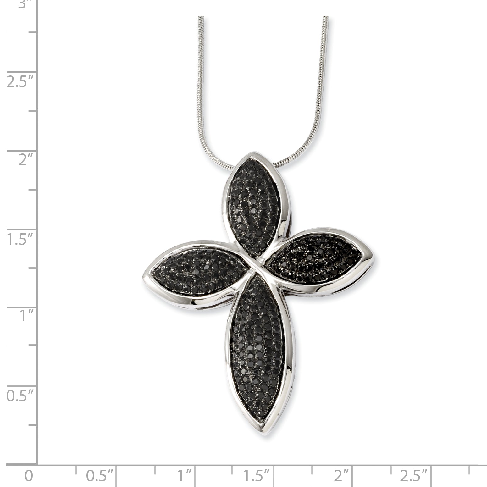 Sterling Silver & Cz Cross Necklace