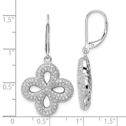 Sterling Silver & Cz Brilliant Embers Leverback Earrings
