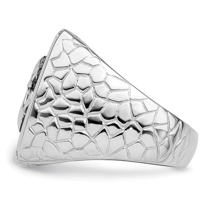 Sterling Silver Brilliant Embers Rhodium-Plated 62 Stone Black Micro Pav Cz Fleur De Lis Men'S Ring