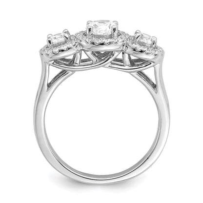 Sterling Silver Brilliant Embers Rhodium Plated 42 Stone Halo Micro Pav‚Äö Cz 3 Ring