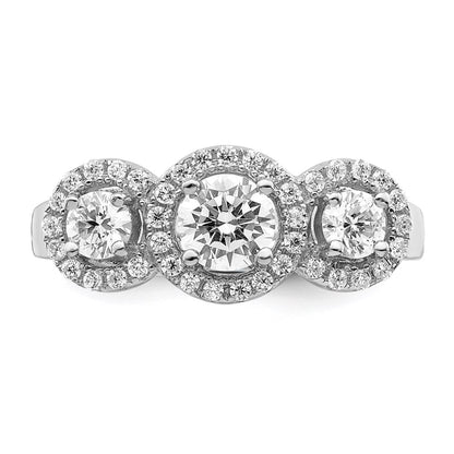 Sterling Silver Brilliant Embers Rhodium Plated 42 Stone Halo Micro Pav‚Äö Cz 3 Ring