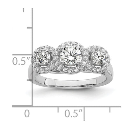 Sterling Silver Brilliant Embers Rhodium Plated 42 Stone Halo Micro Pav‚Äö Cz 3 Ring