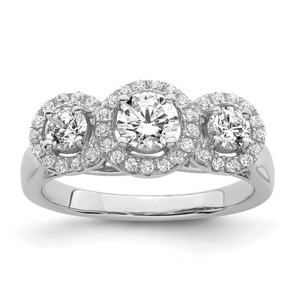 Sterling Silver Brilliant Embers Rhodium Plated 42 Stone Halo Micro Pav‚Äö Cz 3 Ring