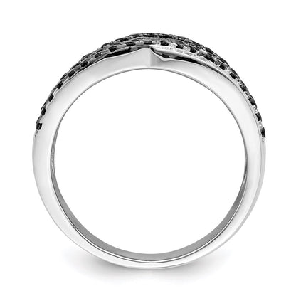 Sterling Silver Brilliant Embers Rhodium Plated 158 Stone Micro Pav‚Äö Black Champagne And White Cz Ring