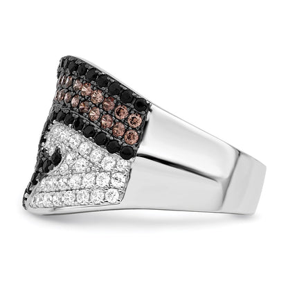 Sterling Silver Brilliant Embers Rhodium Plated 158 Stone Micro Pav‚Äö Black Champagne And White Cz Ring