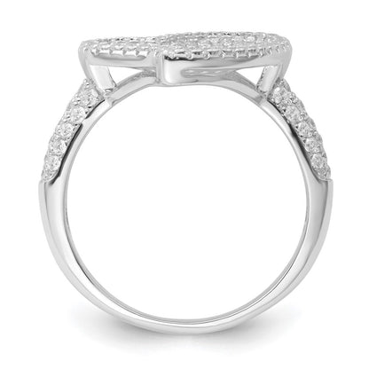 Sterling Silver Pink & Clear Cz Brilliant Embers Heart Ring