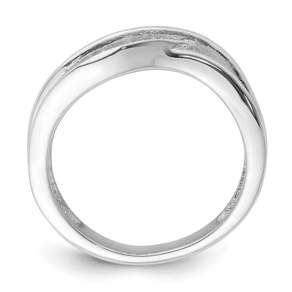 Sterling Silver True Fire Black & White Cz Curved Design Ring