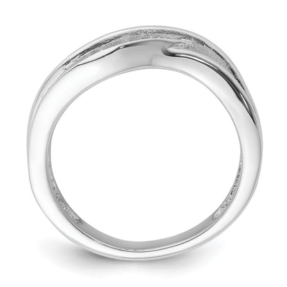 Sterling Silver True Fire Black & White Cz Curved Design Ring