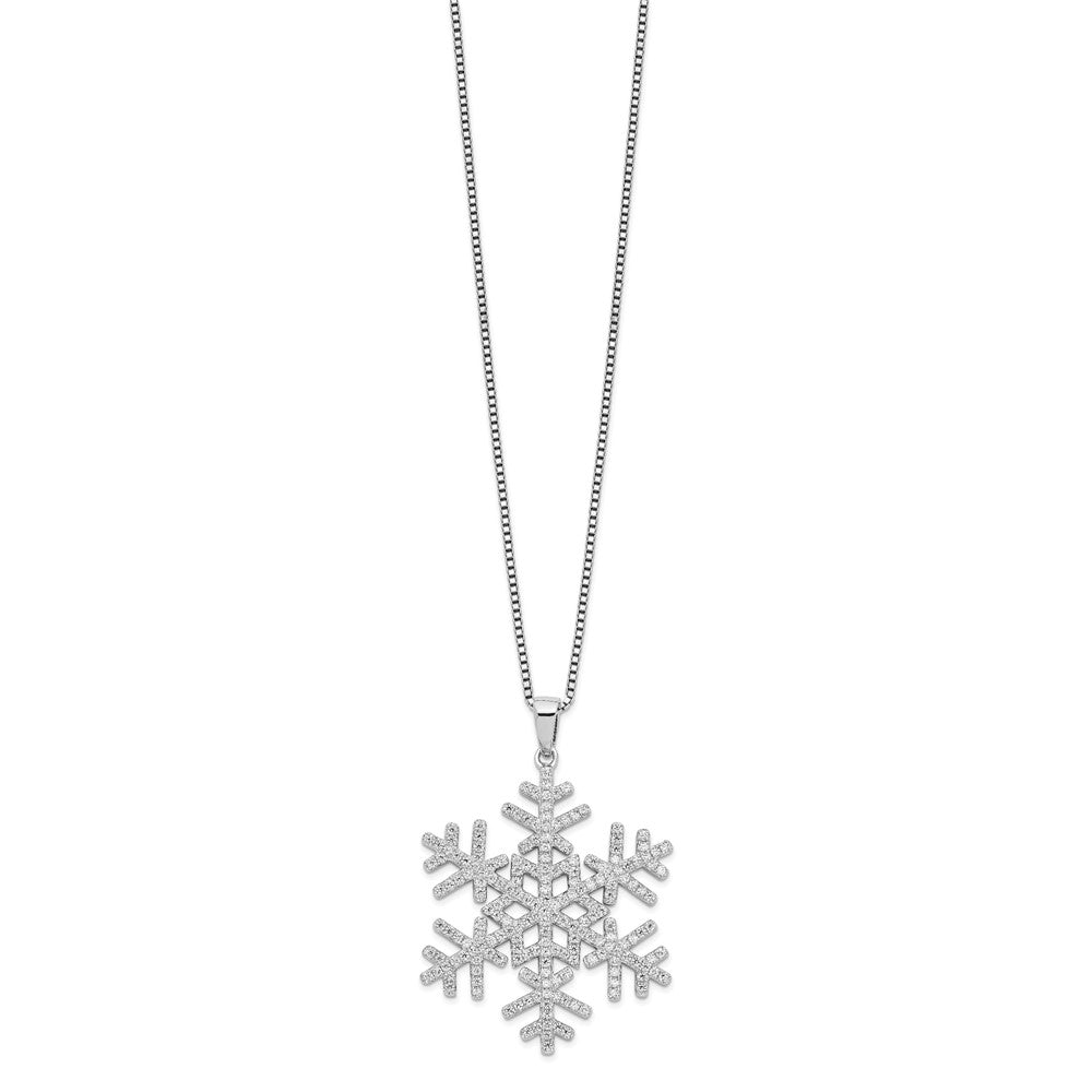 Sterling Silver Brilliant Embers Rhodium Plated 205 Stone 18 Inch Micro Pav‚Äö Cz Snowflake Necklace With 2 Extender