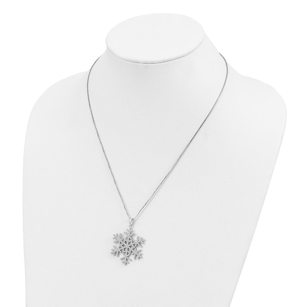 Sterling Silver Brilliant Embers Rhodium Plated 205 Stone 18 Inch Micro Pav‚Äö Cz Snowflake Necklace With 2 Extender