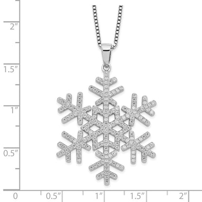 Sterling Silver Brilliant Embers Rhodium Plated 205 Stone 18 Inch Micro Pav‚Äö Cz Snowflake Necklace With 2 Extender