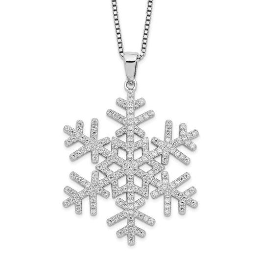 Sterling Silver Brilliant Embers Rhodium Plated 205 Stone 18 Inch Micro Pav‚Äö Cz Snowflake Necklace With 2 Extender