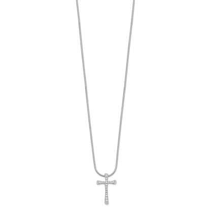 Sterling Silver Brilliant Embers Rhodium Plated 18 Stone Inch Micro Pav‚Äö Cz Cross Necklace With 2 Extender