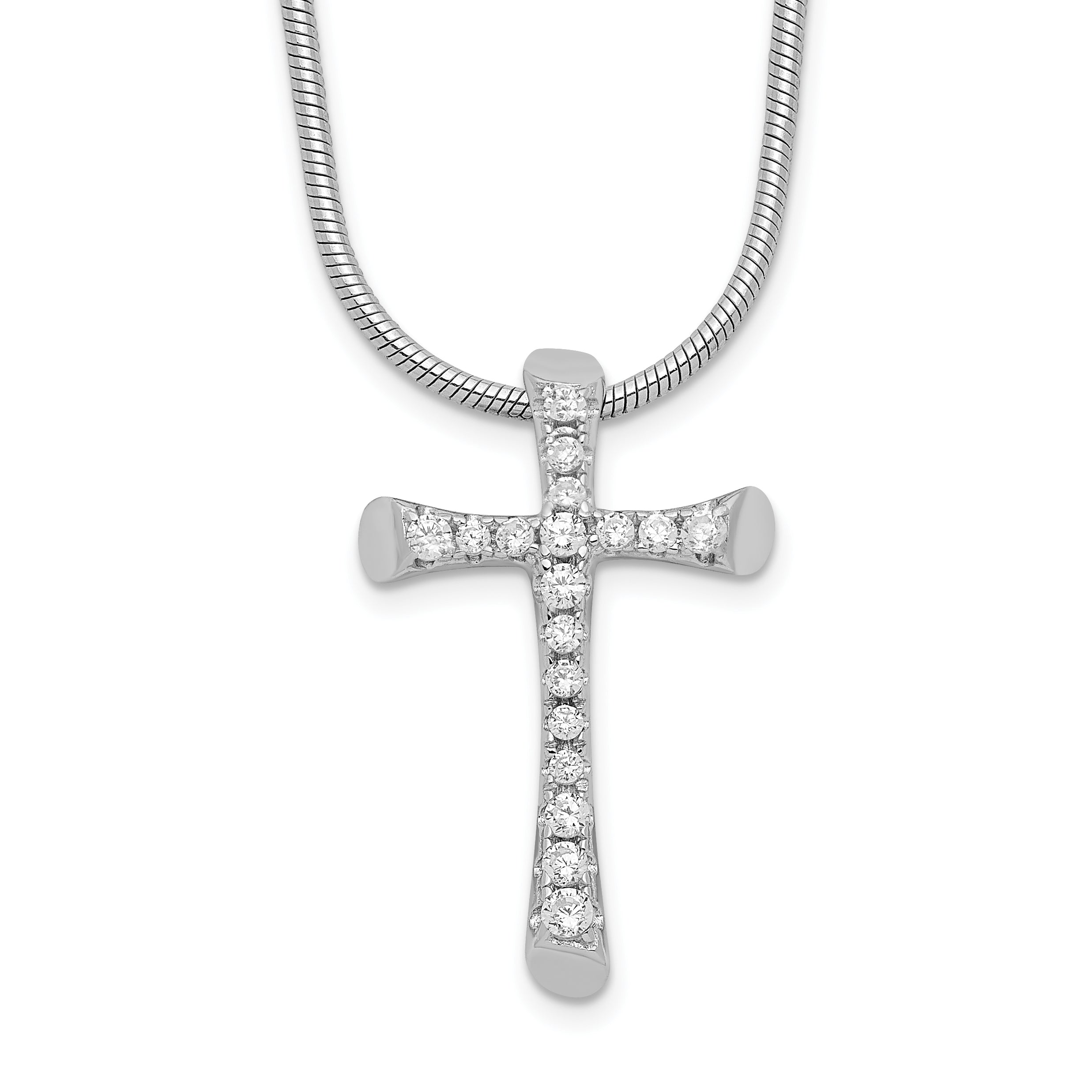 Sterling Silver Brilliant Embers Rhodium Plated 18 Stone Inch Micro Pav‚Äö Cz Cross Necklace With 2 Extender