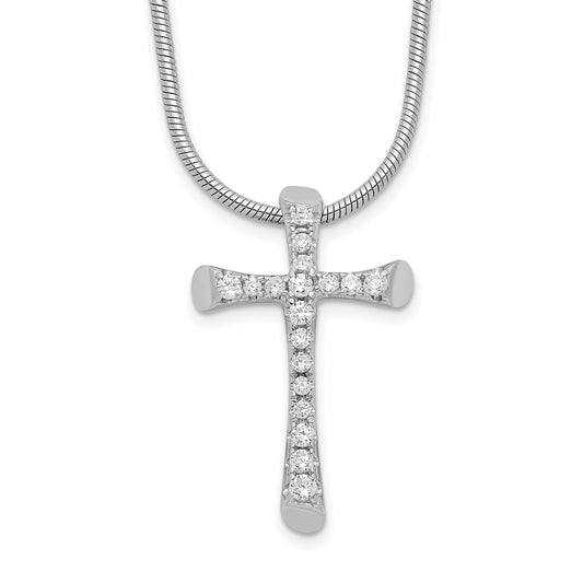 Sterling Silver Brilliant Embers Rhodium Plated 18 Stone Inch Micro Pav‚Äö Cz Cross Necklace With 2 Extender