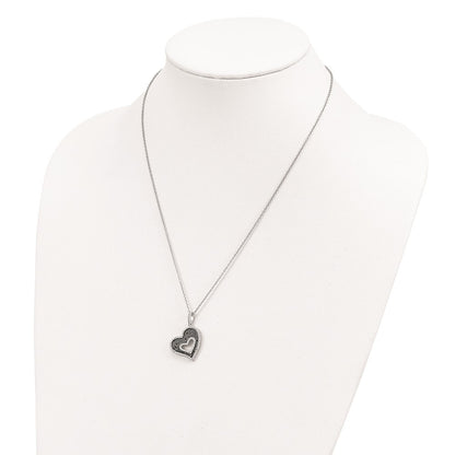 Sterling Silver Brilliant Embers Rhodium Plated 170 Stone 18 Inch Micro Pav‚Äö Black And White Cz Heart Necklace With 2 Extender