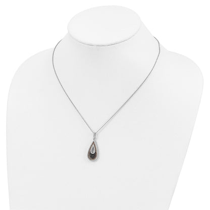 Sterling Silver Brilliant Embers Rhodium Plated 154 Stone 18 Inch Micro Pav‚Äö Black And White Cz Teardrop Necklace With 2 Extender