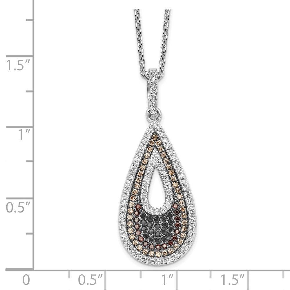 Sterling Silver Brilliant Embers Rhodium Plated 154 Stone 18 Inch Micro Pav‚Äö Black And White Cz Teardrop Necklace With 2 Extender