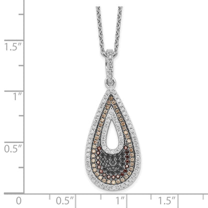 Sterling Silver Brilliant Embers Rhodium Plated 154 Stone 18 Inch Micro Pav‚Äö Black And White Cz Teardrop Necklace With 2 Extender