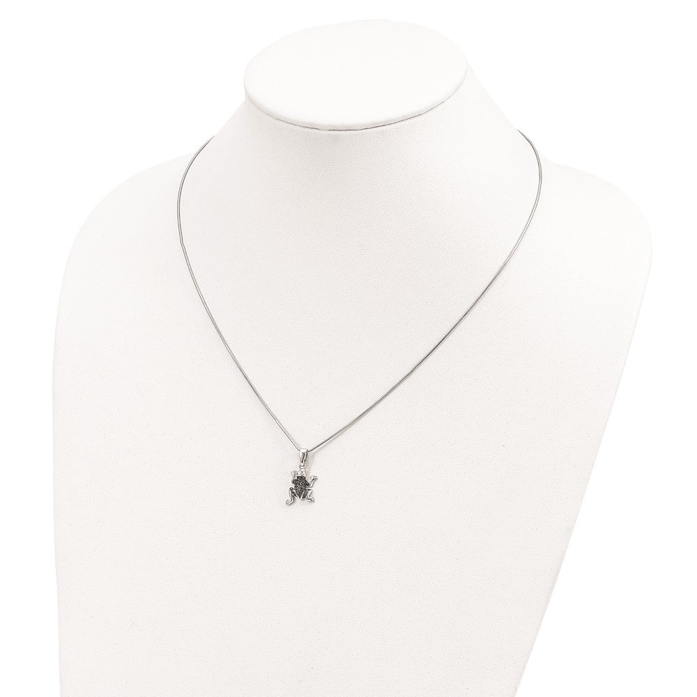 Sterling Silver Brilliant Embers Rhodium Plated 34 Stone 18 Inch Micro Pav‚Äö Green Cz Frog Necklace With 2 Extender