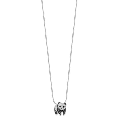 Sterling Silver Brilliant Embers Rhodium Plated 84 Stone 18 Inch Micro Pav‚Äö Black And White Cz Panda Necklace With 2 Extender