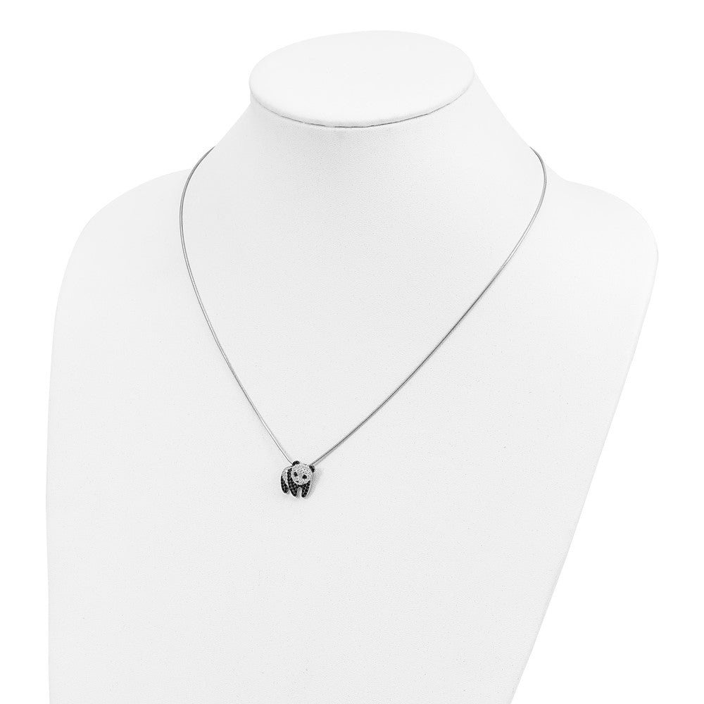 Sterling Silver Brilliant Embers Rhodium Plated 84 Stone 18 Inch Micro Pav‚Äö Black And White Cz Panda Necklace With 2 Extender
