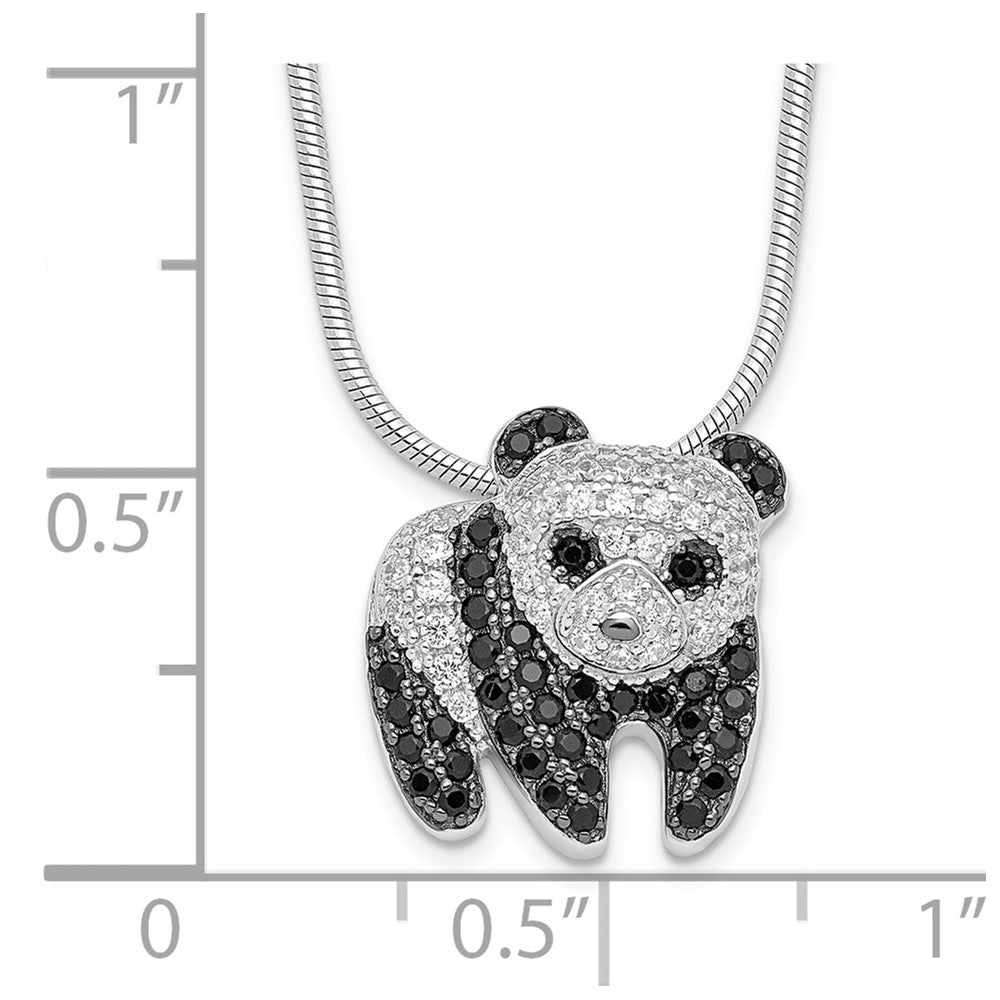 Sterling Silver Brilliant Embers Rhodium Plated 84 Stone 18 Inch Micro Pav‚Äö Black And White Cz Panda Necklace With 2 Extender