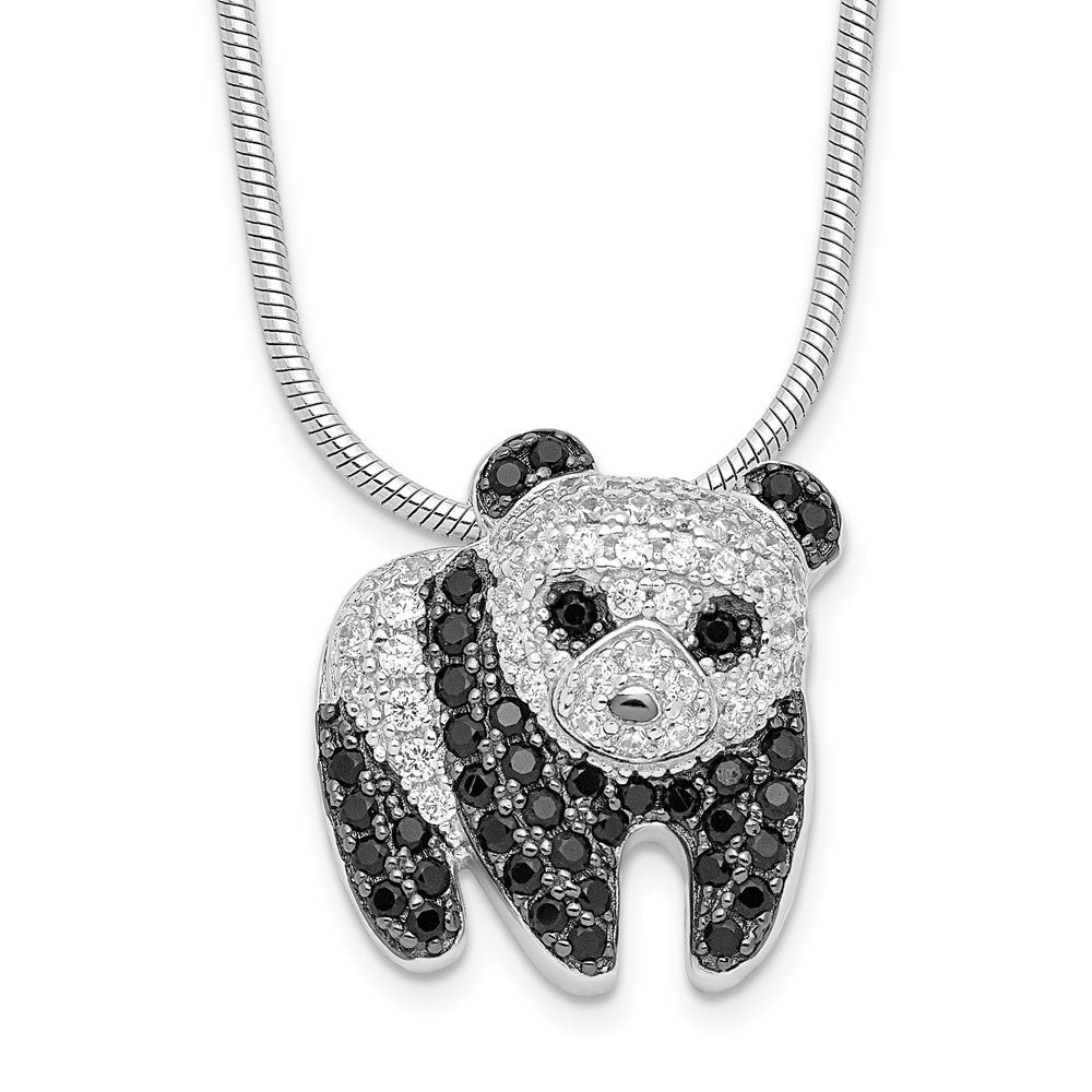 Sterling Silver Brilliant Embers Rhodium Plated 84 Stone 18 Inch Micro Pav‚Äö Black And White Cz Panda Necklace With 2 Extender