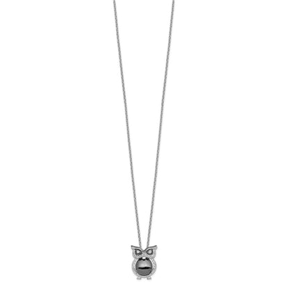 Sterling Silver Brilliant Embers Rhodium Plated 22 Stone 18 Inch Micro Pav‚Äö Cz Owl Necklace With 2 Extender