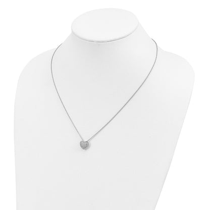 Sterling Silver Brilliant Embers Rhodium Plated 56 Stone 18 Inch Micro Pav‚Äö Cz Heart Necklace With 2 Extender