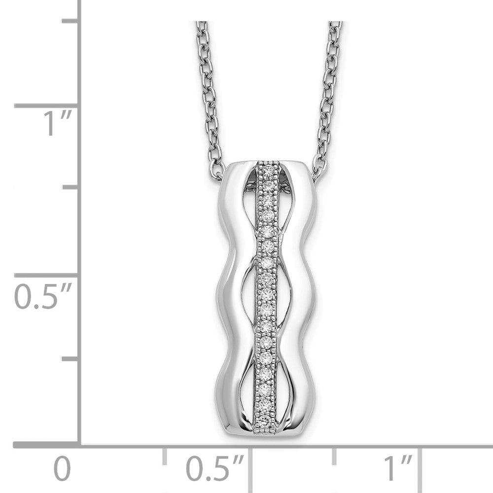 Sterling Silver Brilliant Embers Rhodium Plated 17 Stone 18 Inch Micro Pav‚Äö Cz Necklace With 2 Extender