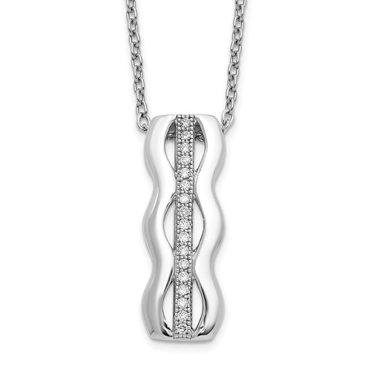 Sterling Silver Brilliant Embers Rhodium Plated 17 Stone 18 Inch Micro Pav‚Äö Cz Necklace With 2 Extender
