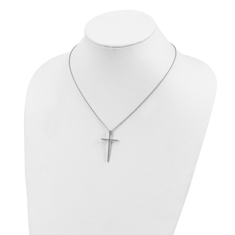 Sterling Silver Brilliant Embers Rhodium Plated 48 Stone 18 Inch Micro Pav‚Äö Cz Cross Necklace With 2 Extender