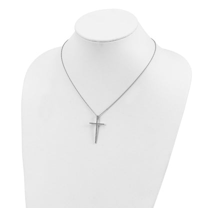 Sterling Silver Brilliant Embers Rhodium Plated 48 Stone 18 Inch Micro Pav‚Äö Cz Cross Necklace With 2 Extender