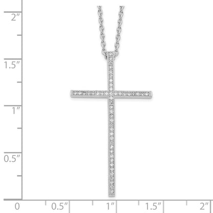 Sterling Silver Brilliant Embers Rhodium Plated 48 Stone 18 Inch Micro Pav‚Äö Cz Cross Necklace With 2 Extender