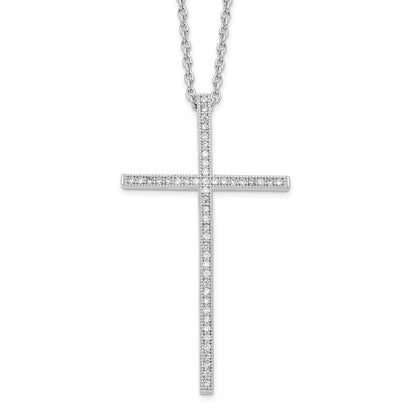 Sterling Silver Brilliant Embers Rhodium Plated 48 Stone 18 Inch Micro Pav‚Äö Cz Cross Necklace With 2 Extender