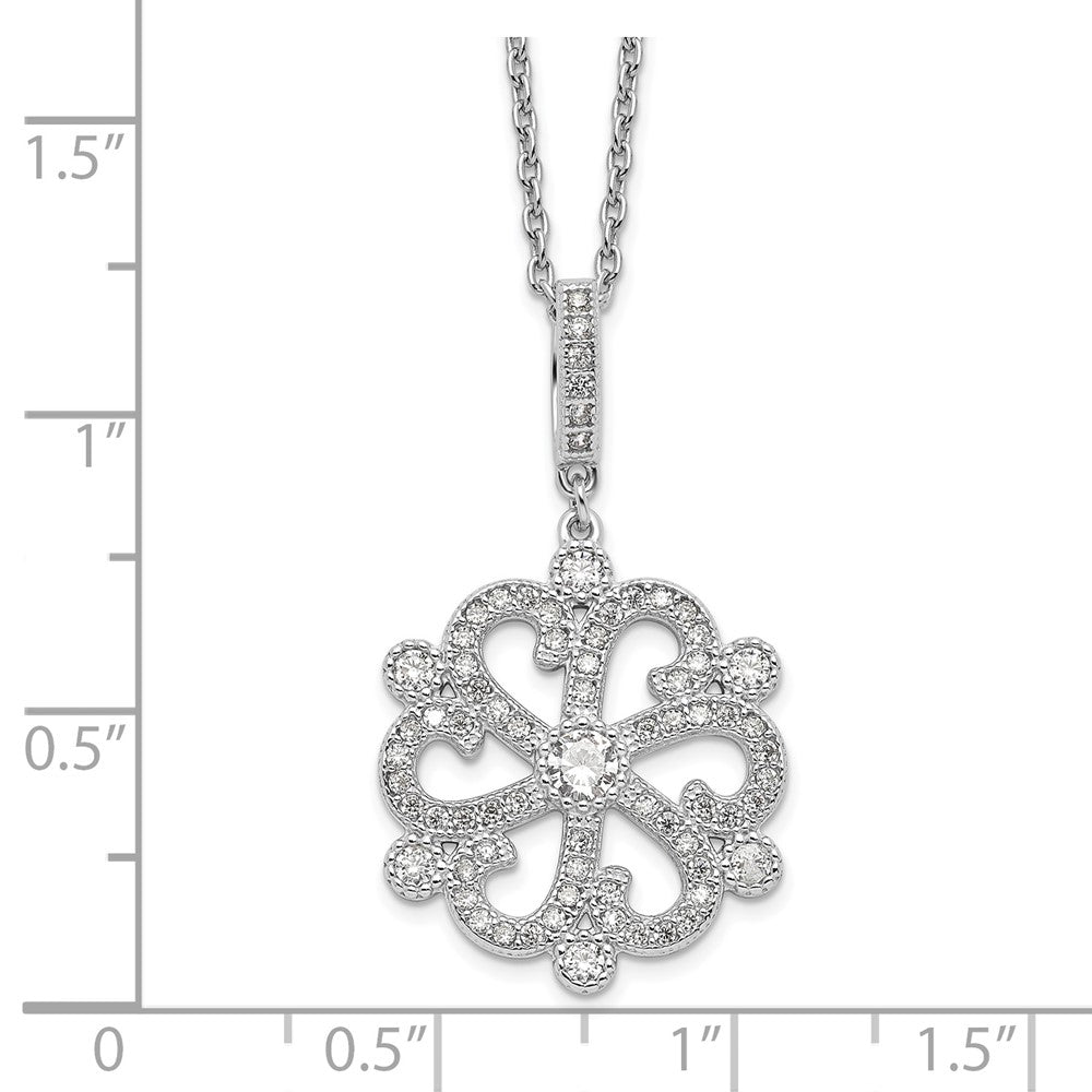Sterling Silver Brilliant Embers Rhodium Plated 85 Stone 18 Inch Cz Filigree Snowflake Necklace With 2 Extender