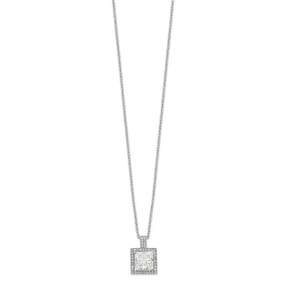 Sterling Silver Brilliant Embers Rhodium Plated 43 Stone 18 Inch Micro Pav‚Äö Cz Necklace With 2 Extender
