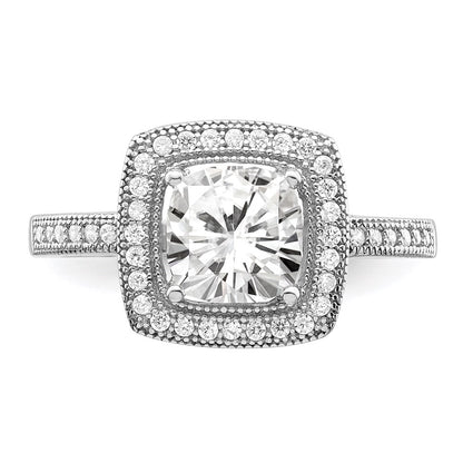 Sterling Silver Brilliant Embers Rhodium Plated 41 Stone Halo Micro Pav‚Äö Cz Ring