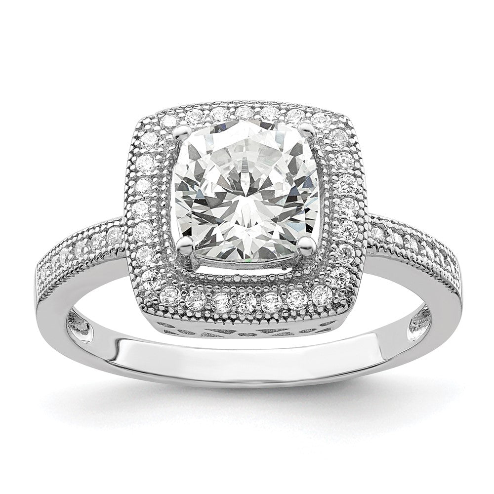 Sterling Silver Brilliant Embers Rhodium Plated 41 Stone Halo Micro Pav‚Äö Cz Ring