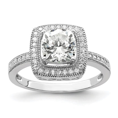 Sterling Silver Brilliant Embers Rhodium Plated 41 Stone Halo Micro Pav‚Äö Cz Ring