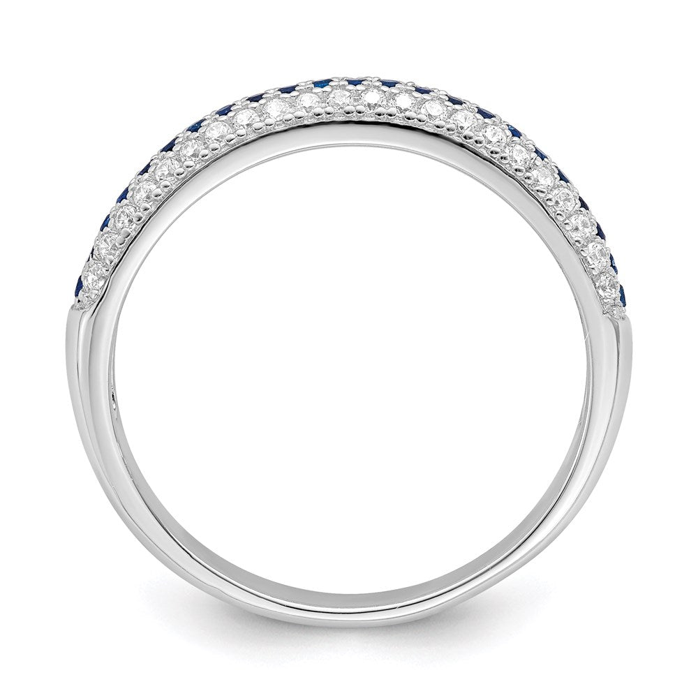 Sterling Silver Brilliant Embers Rhodium Plated 67 Stone Blue And White Micro Pav‚Äö Cz Polished Ring