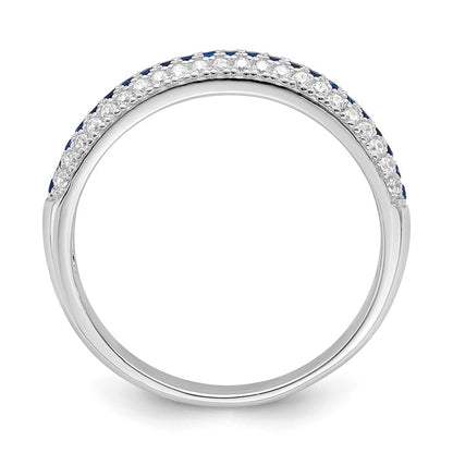 Sterling Silver Brilliant Embers Rhodium Plated 67 Stone Blue And White Micro Pav‚Äö Cz Polished Ring