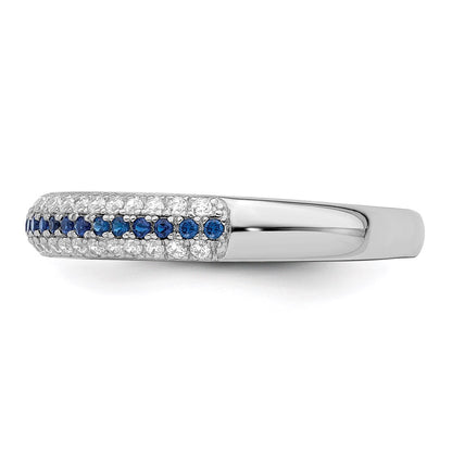 Sterling Silver Brilliant Embers Rhodium Plated 67 Stone Blue And White Micro Pav‚Äö Cz Polished Ring