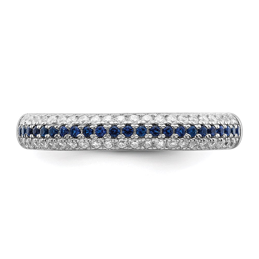 Sterling Silver Brilliant Embers Rhodium Plated 67 Stone Blue And White Micro Pav‚Äö Cz Polished Ring