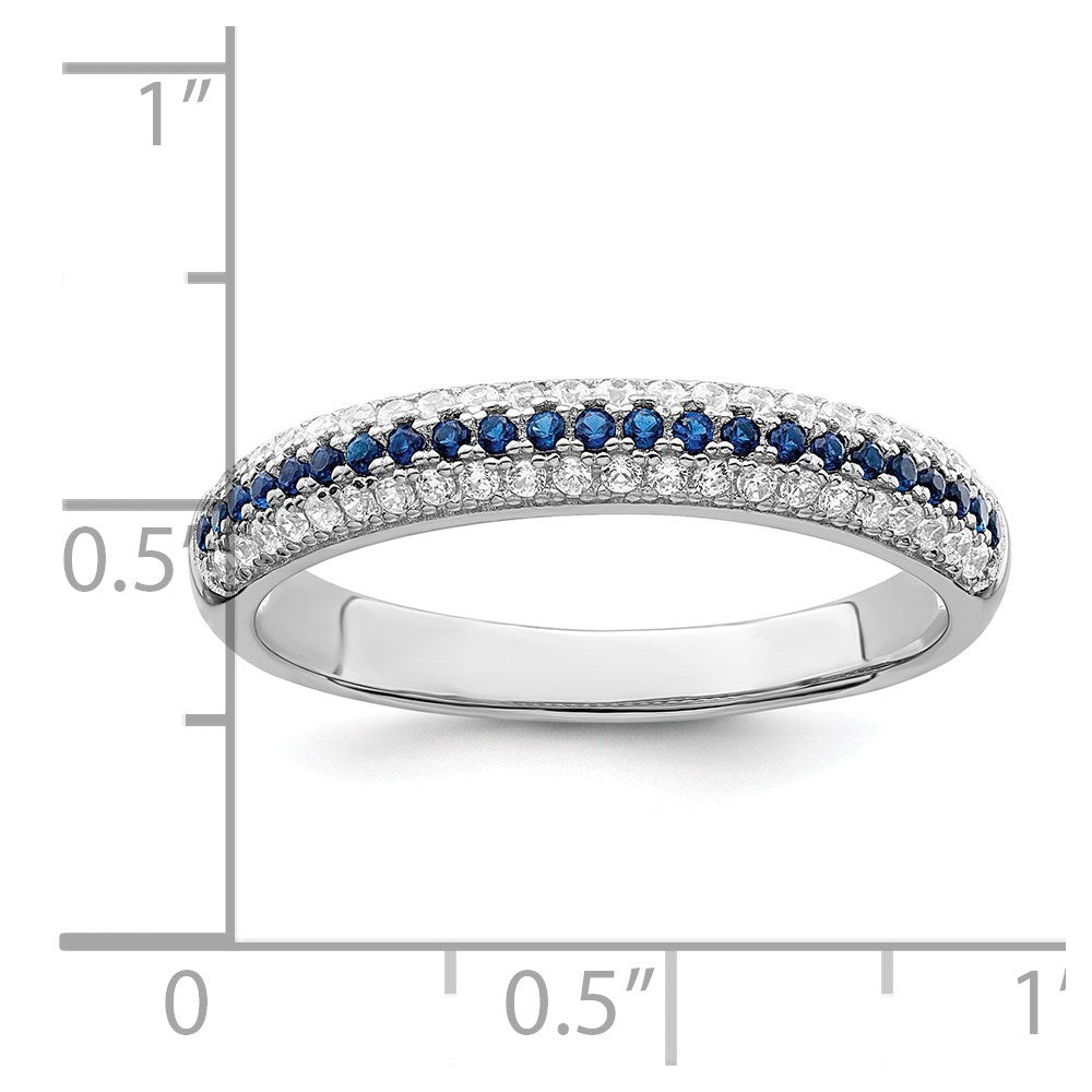 Sterling Silver Brilliant Embers Rhodium Plated 67 Stone Blue And White Micro Pav‚Äö Cz Polished Ring