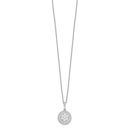 Sterling Silver Brilliant Embers Rhodium Plated 103 Stone 18 Inch Micro Pav‚Äö Cz Necklace With 2 Extender