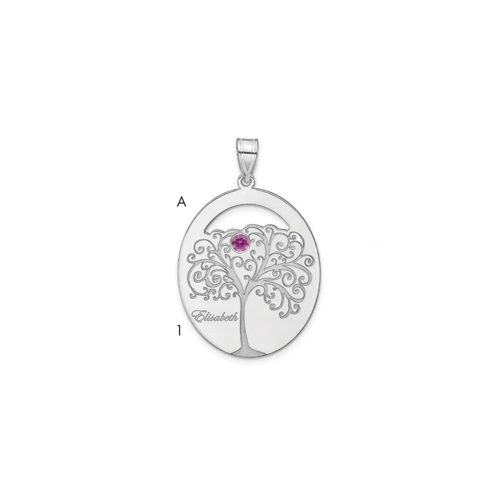 Sterling Silver Silver/Rhod Plated 1 Birthstone With Ss Bezel Family Pendant